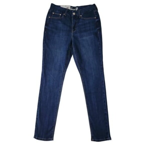 Seven7 Women S Tummyless High Rise Slimming Control Panel Skinny Jeans (Birch 14 - Picture 1 of 1
